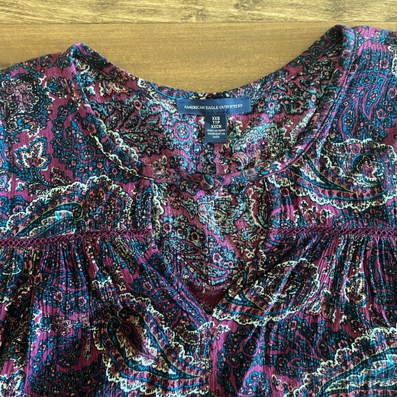American Eagle Purple Paisley Print Dress Women's XXS - Picture 5 of 13